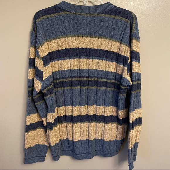 Vintage Bill Blass Sweater Large Grandpa Sweater stripes Blue cotton blend - Picture 5 of 9